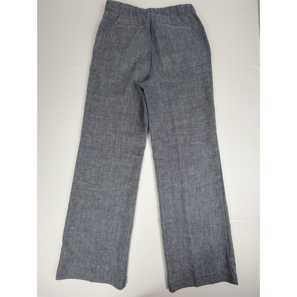 Lands' End Womens Size 4 Blue Linen Blend Wide Leg Pull On Pants Mid Rise - Picture 3 of 8